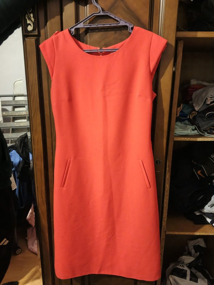 Kırmızı V Yaka Midi Kadın Elbise - Görsel 2