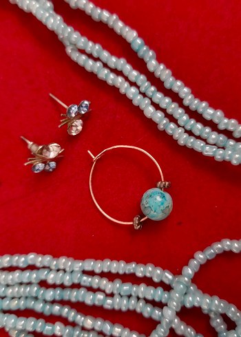 Uzun Turkuaz Boncuklu Bohem Kolye - Görsel 3