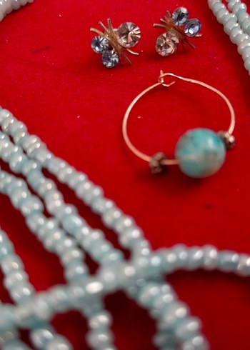 Uzun Turkuaz Boncuklu Bohem Kolye - Görsel 2