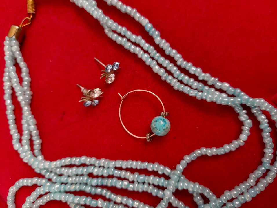 Uzun Turkuaz Boncuklu Bohem Kolye - Görsel 3