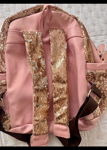 İthal Pullu Pembe Sırt Çantası - Görsel 3