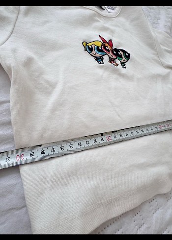 Powerpuff  7 8 yaş Kız Çocuk Renkli Baskılı Beyaz Tişört - Görsel 3