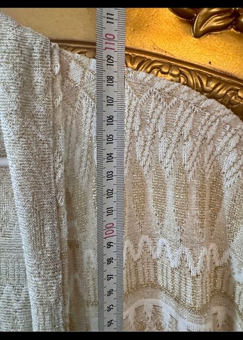 Kendinden Gold simli Nakışlı Bohem Uzun Kadın hırka - Görsel 4