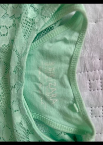 Zara Kız Çocuk Yeşil Dantelli Kolsuz Bluz 2li - Görsel 3