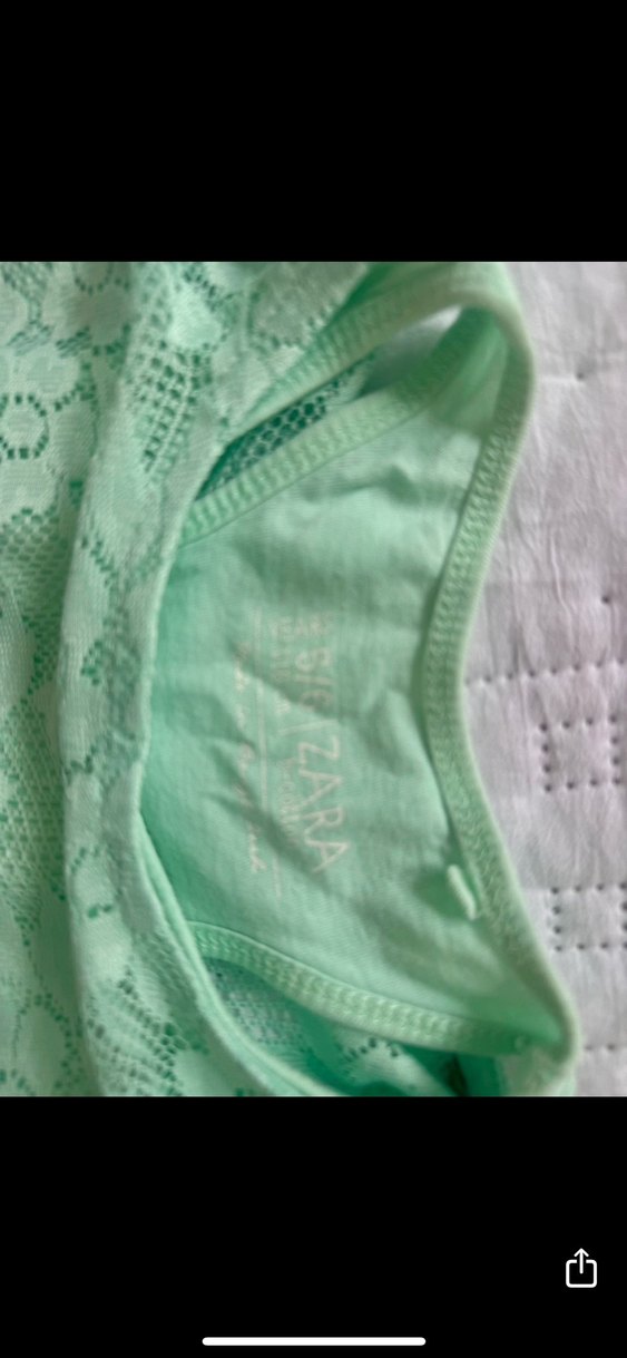 Zara Kız Çocuk Yeşil Dantelli Kolsuz Bluz 2li - Görsel 3