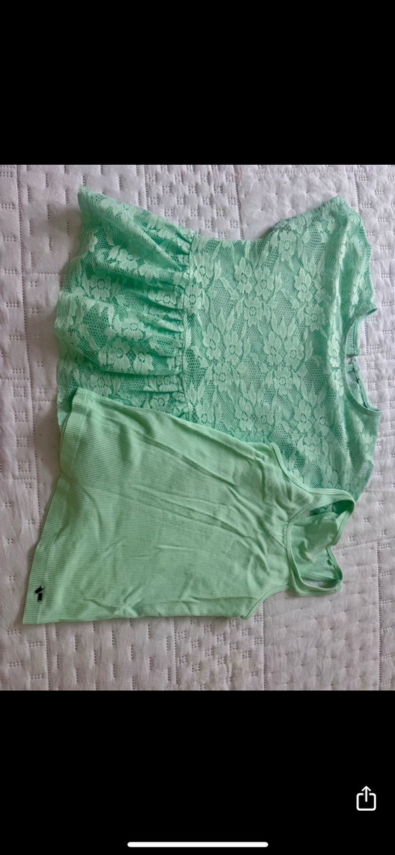 Zara Kız Çocuk Yeşil Dantelli Kolsuz Bluz 2li - Görsel 2