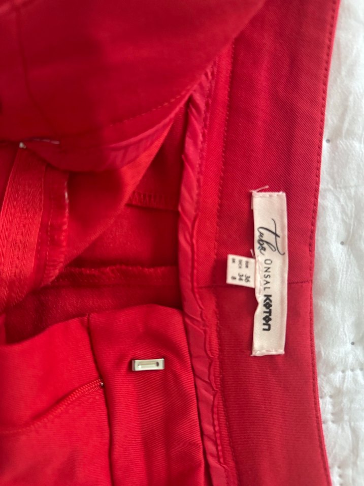 Klasik Kırmızı Kadın Kumaş Pantolon - Görsel 4