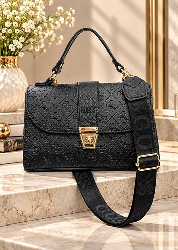 Guess Siyah Monogramli Sik Canta