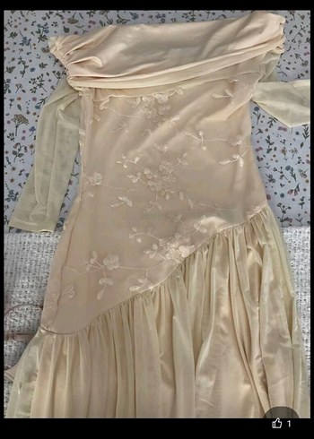 Uzun Kollu Drapeli Beyaz Vintage NİKAH ELBİSESİ - Görsel 5