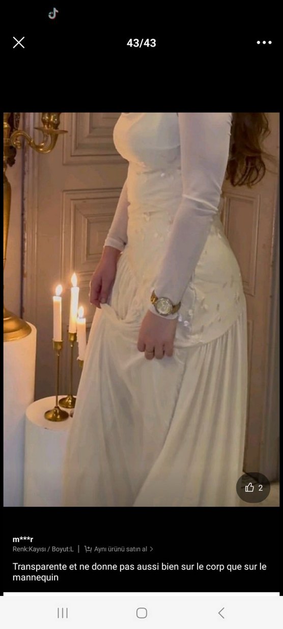 Uzun Kollu Drapeli Beyaz Vintage NİKAH ELBİSESİ - Görsel 3