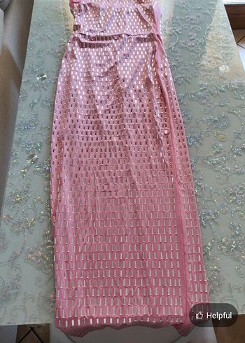 Pembe Parlak Taşlı Uzun Söz Elbisesi, Gece Abiyesi - Görsel 6