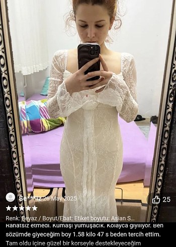 Dantel Detaylı Beyaz Uzun Kadın Elbise - Görsel 8