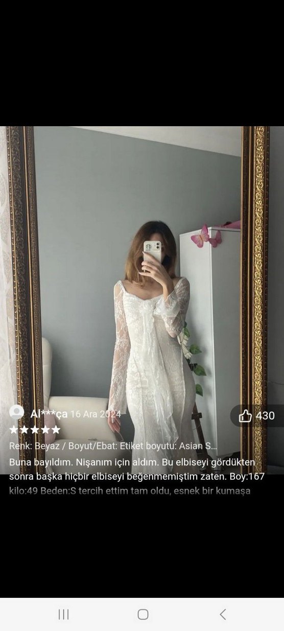 Dantel Detaylı Beyaz Uzun Kadın Elbise - Görsel 4