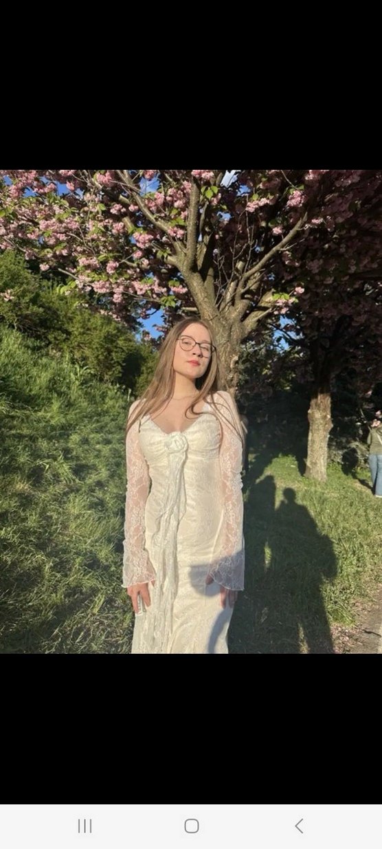 Dantel Detaylı Beyaz Uzun Elbise - Görsel 4