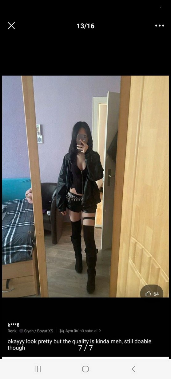 Siyah Deri Kemerli Mini Şort - Görsel 5