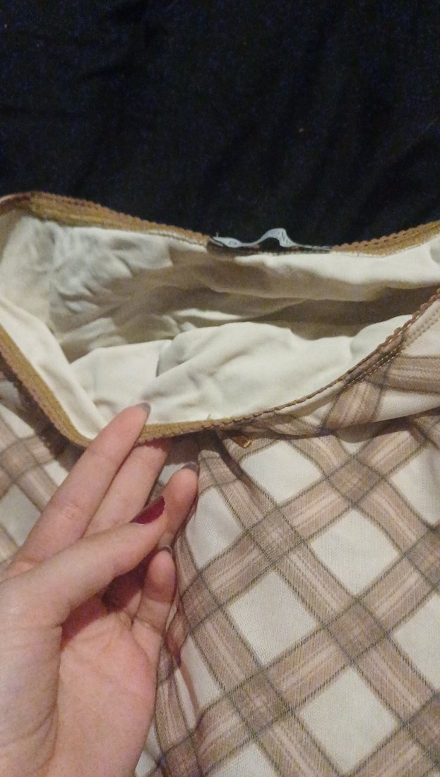 Bej Ekose Desenli Fırfırlı Midi Etek - Görsel 2