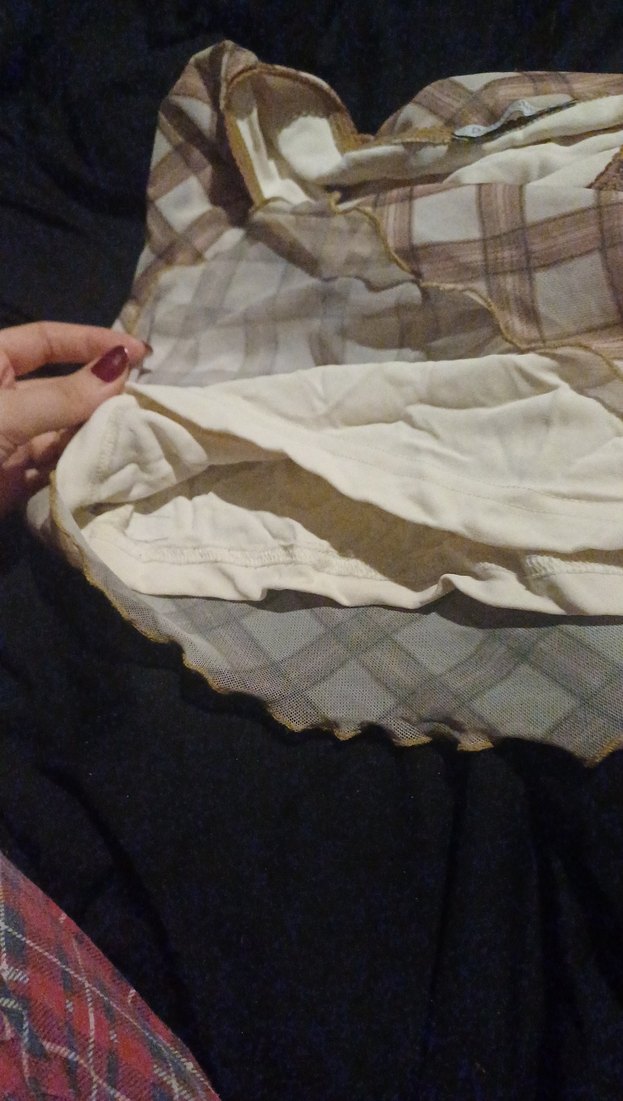 Bej Ekose Desenli Fırfırlı Midi Etek - Görsel 4