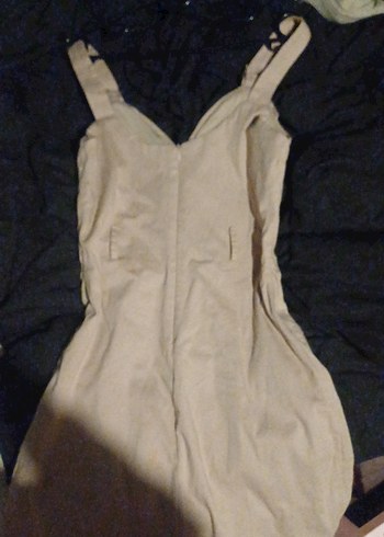 Düğmeli Bej Midi Elbise - Görsel 2