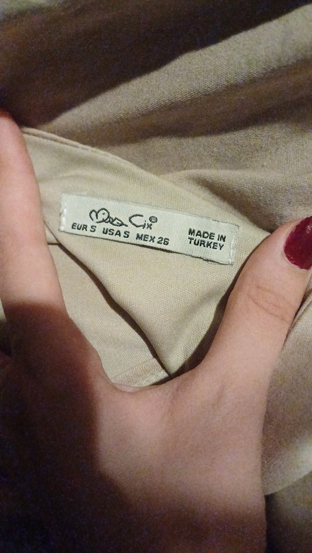 Düğmeli Bej Midi Elbise - Görsel 3