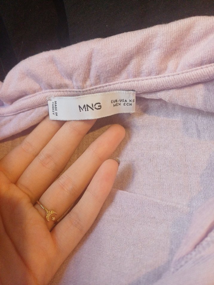 lila Düğmeli Keten Kadın Gömlek - Görsel 2