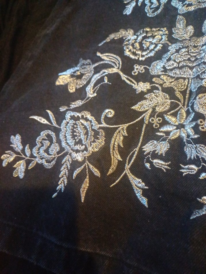 Nakışlı Kot Gri Mini Etek - Görsel 3