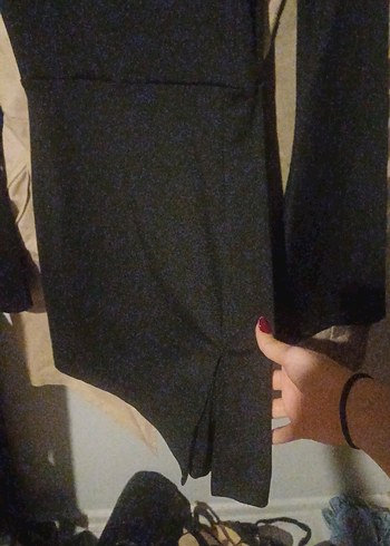 mini uzun Kollu Siyah elbise - Görsel 2