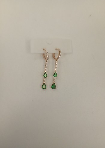 Yeşil Boncuklu Mini Kadın çelik  Küpe - Görsel 3