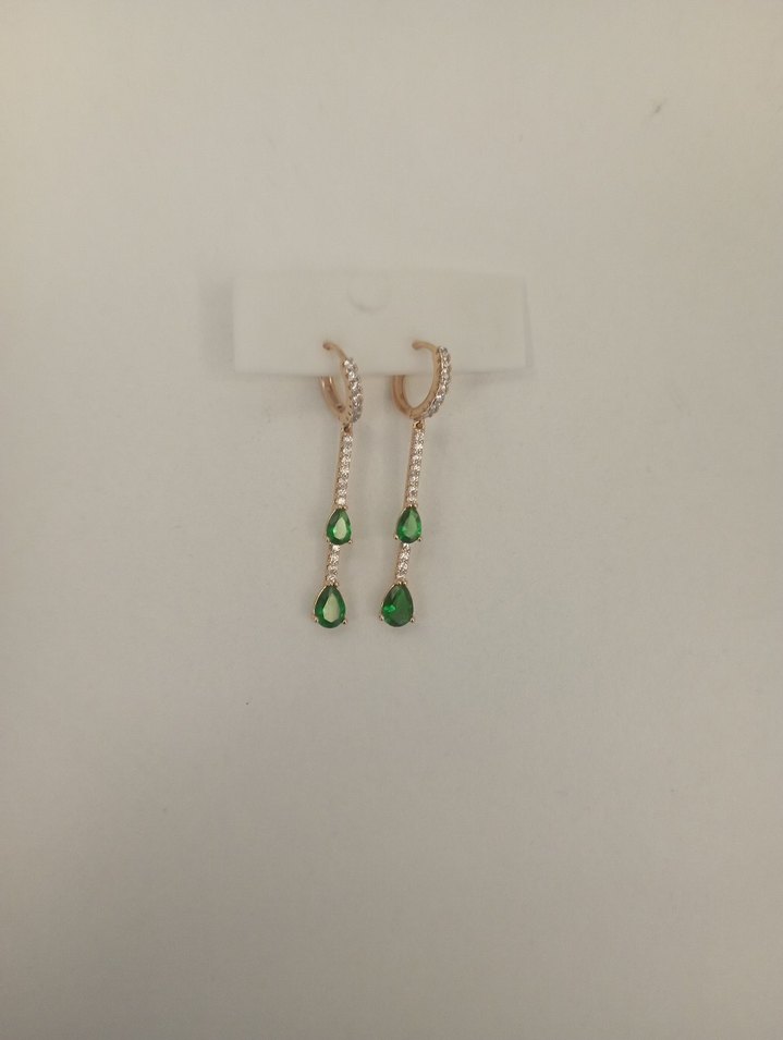 Yeşil Boncuklu Mini Kadın çelik  Küpe - Görsel 3