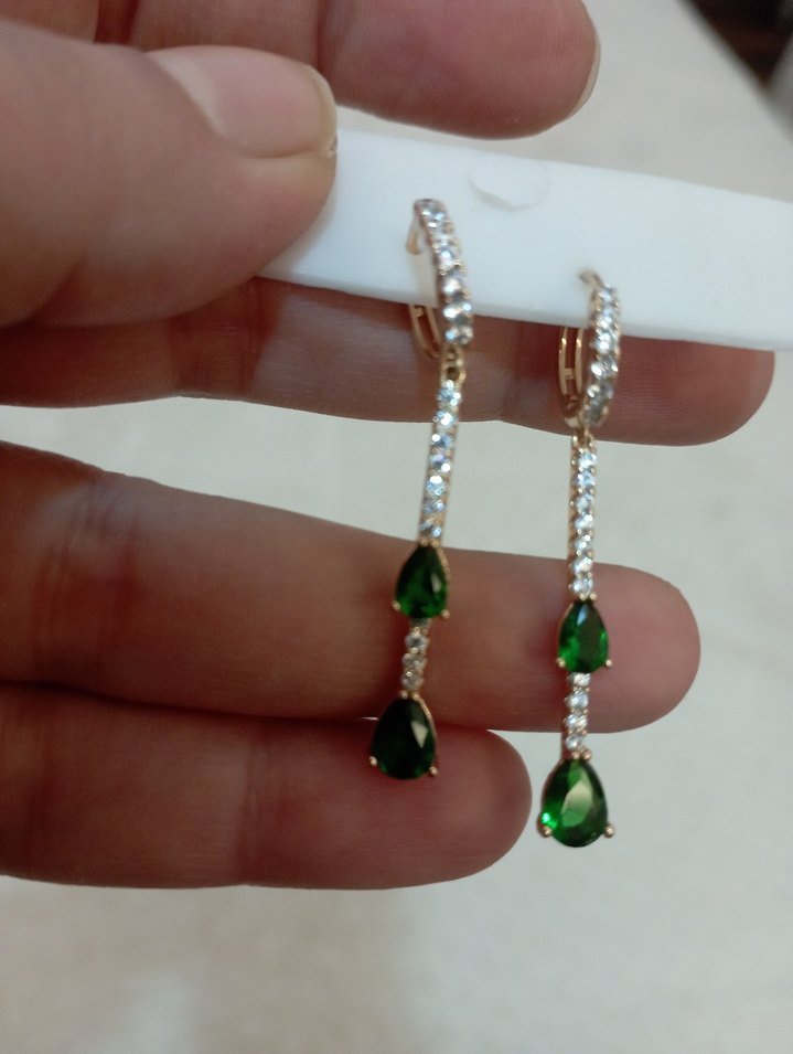 Yeşil Boncuklu Mini Kadın çelik  Küpe - Görsel 2