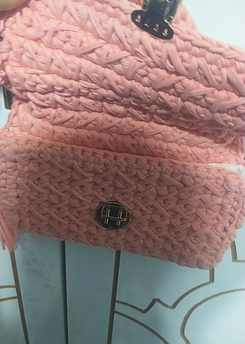 Pembe Örgü Kadın Çanta ele yapimi - Görsel 2