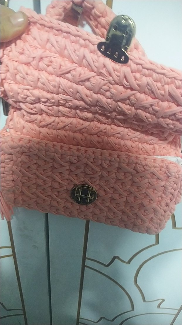 Pembe Örgü Kadın Çanta ele yapimi - Görsel 2