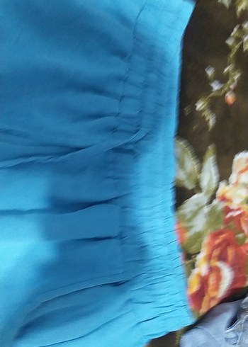 Mavi Bol Kesim Kadın Pantolon - Görsel 3