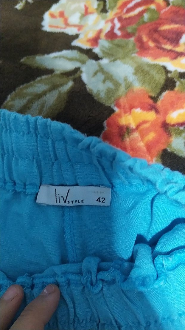 Mavi Bol Kesim Kadın Pantolon - Görsel 4