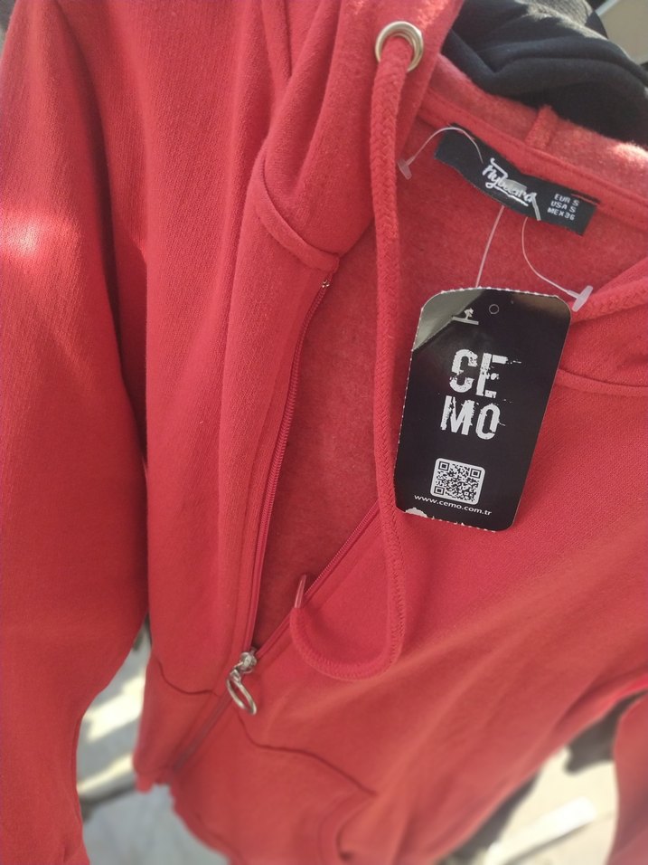 Kadın Kırmızı Fermuarlı Sweatshirt - Görsel 2