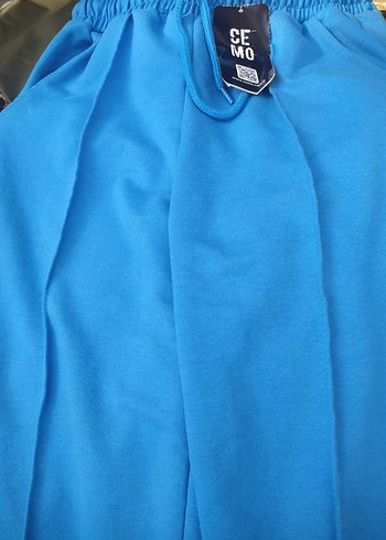 Parlak Mavi Kadın Kumaş Pantolon bol paça - Görsel 2