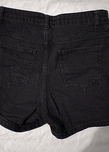 Düğmeli Siyah Kadın Mini Denim Şort Etek - Görsel 3