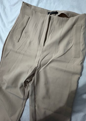 Bej Kadın Midi Kumaş Pantolon - Görsel 2