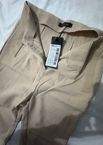 Bej Kadın Midi Kumaş Pantolon - Görsel 3