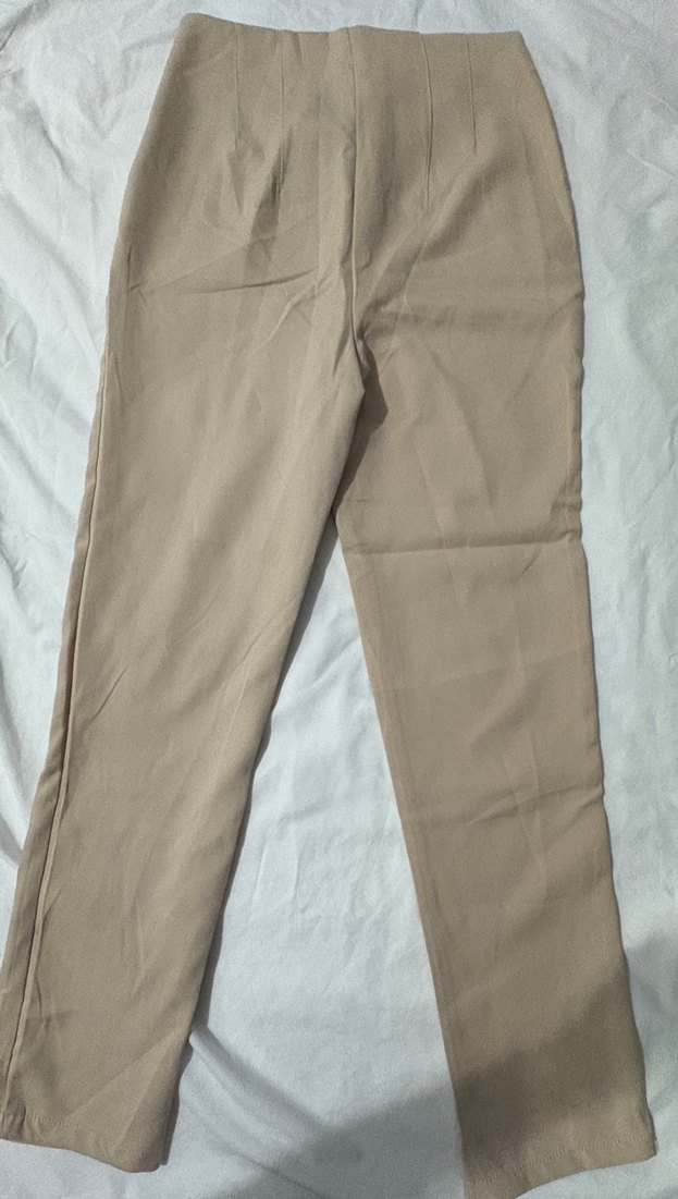 Bej Kadın Midi Kumaş Pantolon - Görsel 4