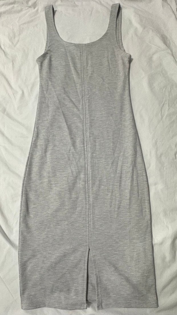 Gri Uzun Kollu İnce Triko Elbise - Görsel 2