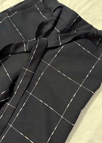 Kemerli Lacivert Kadın Kumaş Pantolon - Görsel 3