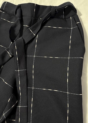 Kemerli Lacivert Kadın Kumaş Pantolon - Görsel 2