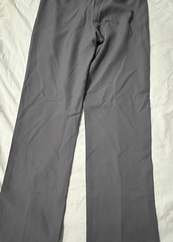 Gri Pilili Midi Kadın Kumaş Pantolon - Görsel 3
