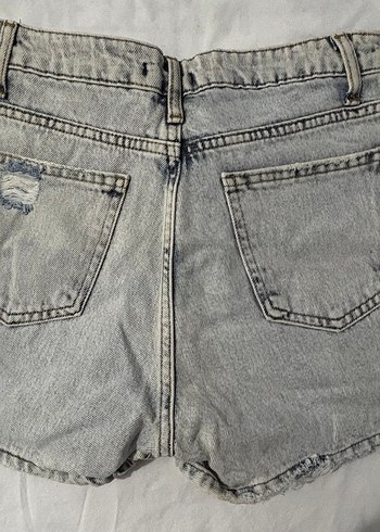 Düğmeli Gri Kadın Kot Şort Etek - Görsel 4