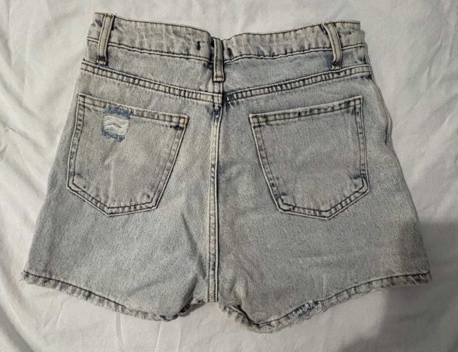 Düğmeli Gri Kadın Kot Şort Etek - Görsel 4