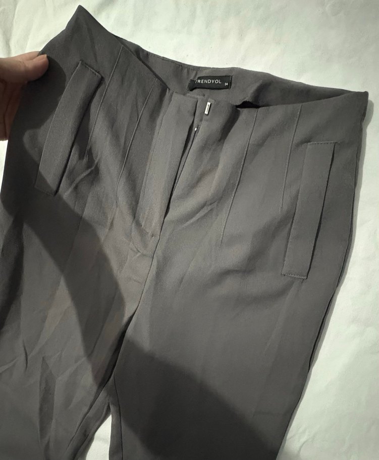 Gri Kadın Kumaş Pantolon - Görsel 2