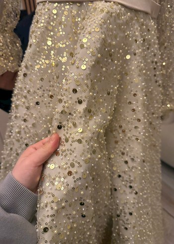 Işıl Işıl Prenses Kesim Payetli Gold Nişanlık / Abiye - Görsel 2