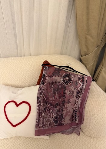 Bordo Bohem Drapeli Kadın Şal - Görsel 4