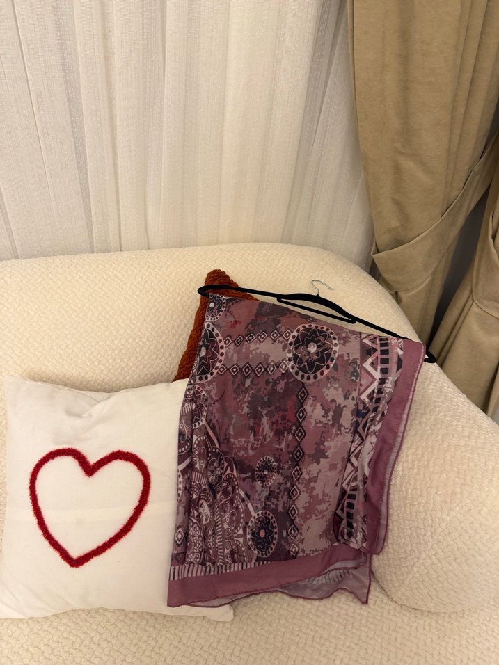 Bordo Bohem Drapeli Kadın Şal - Görsel 4