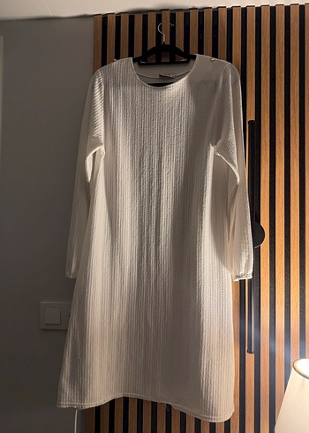 Kadın Beyaz Uzun Kollu Bürümcük Tunik - Görsel 2